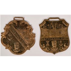 Pair of 'Naval Fleet Visit' 1908 FOBS in Fabulous Condition  (118183)