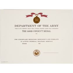 Army Good Conduct Medal Certificate  (64312)
