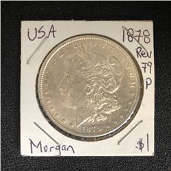1878 USA MORGAN SILVER DOLLAR (PHILADELPHIA MINTED) REV 79