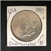 Image 1 : 1884 USA MORGAN SILVER DOLLAR (NEW ORLEANS MINTED) UNCIRCULATED