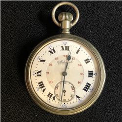 RARE TACY ADMIRIAL SALESMAN DISPLAY CLEAR BACK POCKET WATCH WITH RAILWAY DIAL