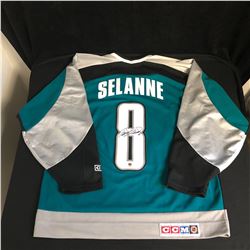 TEEMU SELANNE SIGNED SHARKS JERSEY (MEMORABLE AUTHENTIC COA)