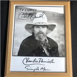 CHARLIE DANIELS SIGNED 8 X 10 WITH FRAME