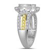 Image 3 : 1 & 3/4 CTW Round Canary Yellow Diamond Square Cluster Ring 14kt White Gold - REF-113F9M