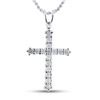 Image 1 : 1/4 CTW Round Diamond Cross Pendant 10kt White Gold - REF-8T4K