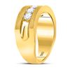 Image 3 : 1/2 CTW Mens Round Diamond Single Row 5-Stone Wedding Ring 10kt Yellow Gold - REF-63R5H