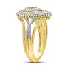 Image 3 : 1/4 CTW Round Diamond Concentric Teardrop Cluster Ring 10kt Yellow Gold - REF-25A5N