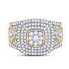 Image 2 : 1 & 1/2 CTW Round Diamond Cluster Bridal Wedding Engagement Ring 14kt Yellow Gold - REF-162F3M