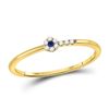 Image 1 : 1/12 CTW Round Blue Sapphire Diamond Stackable Ring 10kt Yellow Gold - REF-9W6F
