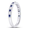 Image 3 : 1/4 CTW Round Blue Sapphire Diamond Alternating Stackable Ring 10kt White Gold - REF-15A5N