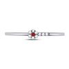 Image 2 : 1/20 CTW Round Ruby Diamond Stackable Ring 10kt White Gold - REF-8Y4X