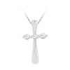 Image 1 : 1/6 CTW Round Diamond Cross Religious Pendant 10kt White Gold - REF-11A9N