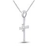 Image 2 : 1/20 CTW Round Diamond Cross Pendant 10kt White Gold - REF-4X8T