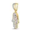 Image 2 : 7/8 CTW Mens Round Diamond Hamsa Charm Pendant 10kt Yellow Gold - REF-57R3H