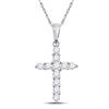 Image 1 : 1/4 CTW Round Diamond Cross Religious Pendant 14kt White Gold - REF-15T5K