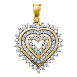1/3 CTW Round Diamond Concentric Heart Pendant 10kt Yellow Gold - REF-21R5H