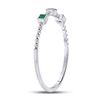 Image 3 : 0.03 CTW Princess Emerald Beaded 3-stone Stackable Ring 10kt White Gold - REF-5K9R