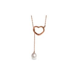 Genuine 4 ctw Pearl Necklace 14KT Rose Gold - REF-31Z4N