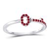 Image 1 : 1/5 CTW Round Ruby Key Stackable Ring 10kt White Gold - REF-10K8R