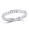 Image 1 : 1/2 CTW Round Diamond Single Row Near-Eternity Wedding Ring 14kt White Gold - REF-33F6M