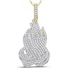 Image 1 : 1 & 5/8 CTW Mens Round Diamond Praying Hands Charm Pendant 10kt Yellow Gold - REF-83T9K