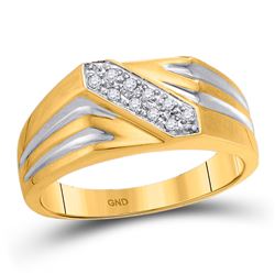 1/10 CTW Mens Round Diamond Ring 10kt Yellow Gold - REF-16R8H