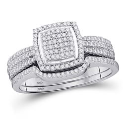 1/2 CTW Round Diamond Square Bridal Wedding Engagement Ring 10kt White Gold - REF-41R9H