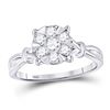 Image 1 : 1/2 CTW Round Diamond Twist Flower Cluster Ring 10kt White Gold - REF-35H9W