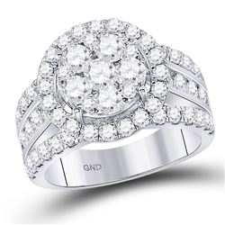 2 CTW Round Diamond Cluster Bridal Wedding Engagement Ring 14kt White Gold - REF-137F9M