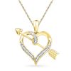 Image 1 : 1/12 CTW Round Diamond Heart Arrow Pendant 10kt Yellow Gold - REF-11N9Y