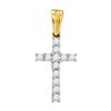 Image 1 : 1/4 CTW Round Diamond Cross Religious Pendant 10kt Yellow Gold - REF-10A8N