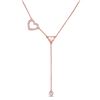 Image 1 : 1/6 CTW Round Diamond Heart Drop Pendant 14kt Rose Gold - REF-24K3R