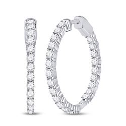 3 CTW Round Diamond Inside-Outside Hoop Earrings 14kt White Gold - REF-192N3Y