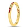 Image 3 : 1/8 CTW Round Ruby Single Row Flourished Stackable Ring 10kt Yellow Gold - REF-10F2M