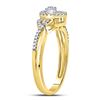 Image 3 : 1/10 CTW Round Diamond Teardrop Curl Cluster Ring 10kt Yellow Gold - REF-15H5W