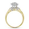 Image 2 : 1/4 CTW Round Diamond Oval Cluster Ring 10kt Yellow Gold - REF-18R3H