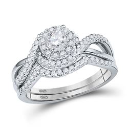 5/8 CTW Round Diamond Bridal Wedding Engagement Ring 10kt White Gold - REF-57N5Y