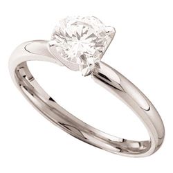 1/4 CTW Round Diamond Solitaire Bridal Wedding Engagement Ring 14kt White Gold - REF-27H5W