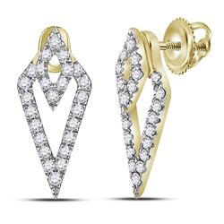 1/3 CTW Round Diamond Triangle Fashion Earrings 14kt Yellow Gold - REF-30H3W