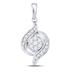 1/5 CTW Round Diamond Flower Cluster Pendant 14kt White Gold - REF-22N8Y