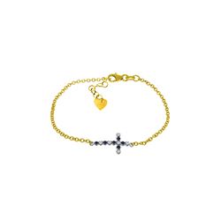 Genuine 0.24 ctw Sapphire & Diamond Bracelet 14KT Yellow Gold - REF-57V6W