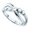 Image 1 : 1/2 CTW Round Diamond 5-stone Crossover Ring 14kt White Gold - REF-54T3K