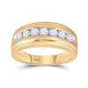 Image 1 : 7/8 CTW Mens Round Diamond Wedding Channel-Set Ring 10kt Yellow Gold - REF-63A3N