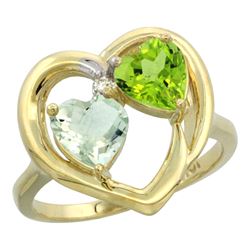 2.61 CTW Diamond, Amethyst & Peridot Ring 10K Yellow Gold - REF-23W7F