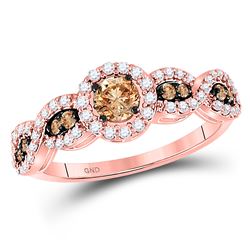 3/4 CTW Round Brown Diamond Solitaire Ring 14kt Rose Gold - REF-60K3R