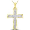 Image 1 : 1/3 CTW Mens Round Diamond Roman Cross Charm Pendant 10kt Yellow Gold - REF-26N3Y