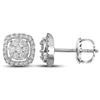 Image 1 : 3/8 CTW Round Diamond Flower Cluster Square Frame Earrings 14kt White Gold - REF-32A9N