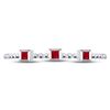 Image 2 : 1/20 CTW Princess Ruby 3-Stone Beaded Stackable Ring 10kt White Gold - REF-5X9T