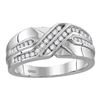 Image 1 : 1/4 CTW Mens Round Diamond Two Row Wedding Anniversary Ring 10kt White Gold - REF-30T3K