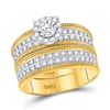 Image 2 : 7/8 CTW His & Hers Round Diamond Solitaire Wheat Matching Bridal Wedding Ring 10kt Yellow Gold - REF